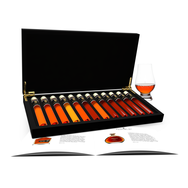 Rum Degustatie 12 tubes Proeverij set in houten cadeau kist