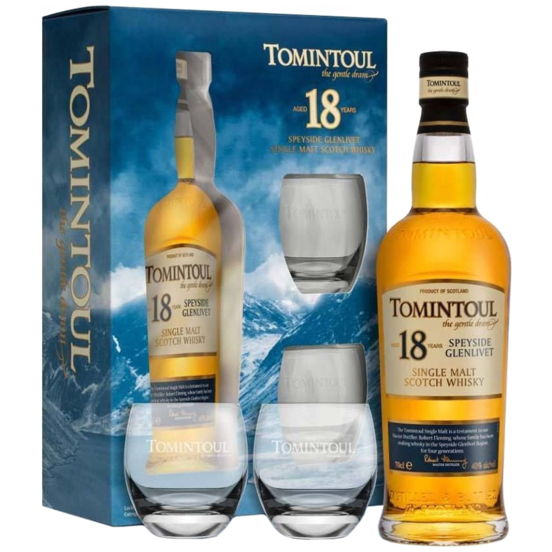 Tomintoul, 18 years - Giftpack 2 Glasses 70cl